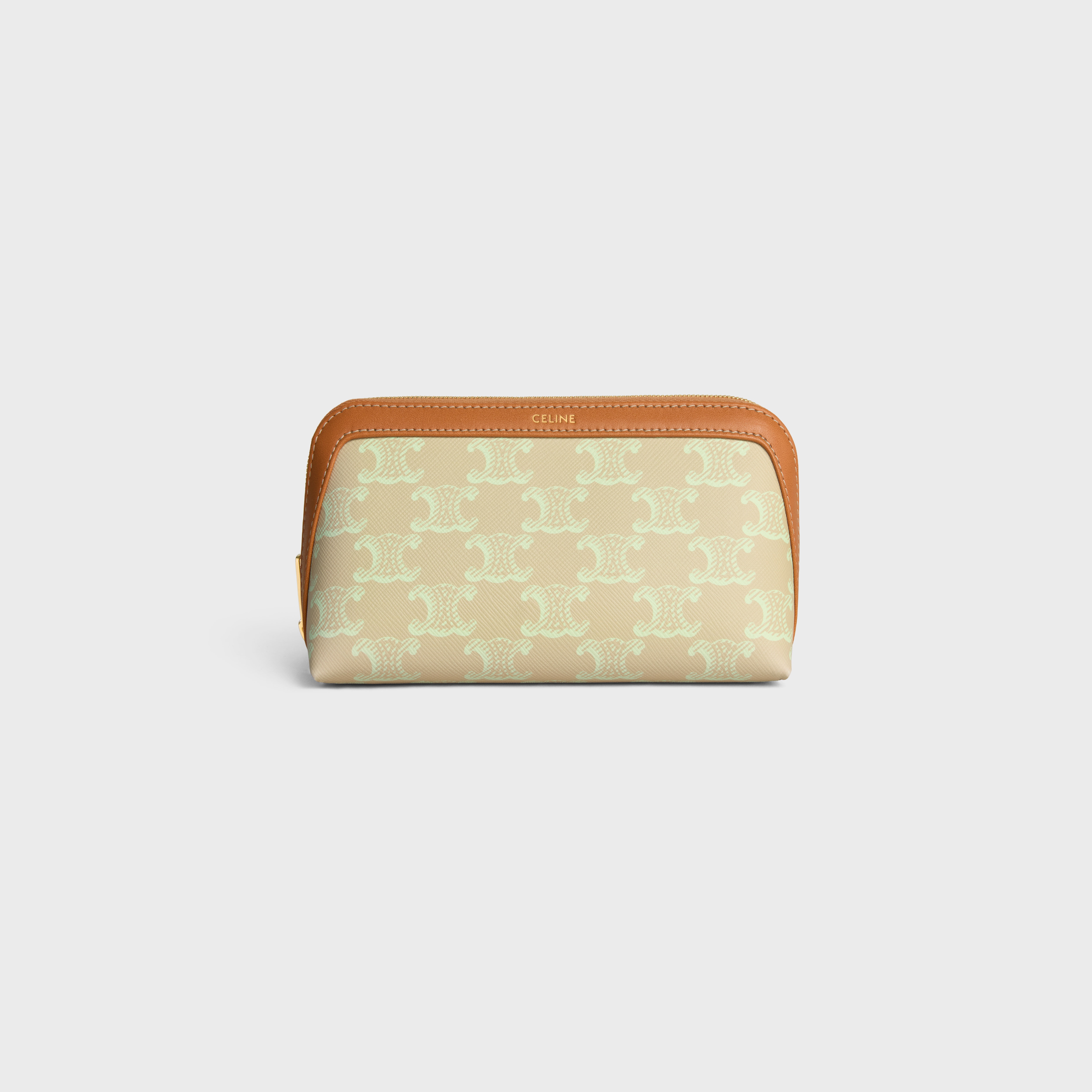 COSMETIC LIPSTICK POUCH IN TRIOMPHE CANVAS AND CALFSKIN - | CELINE